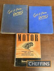 Brown Brothers and Riches, three 1950s motor accessory catalogues