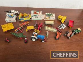 Qty play-worn die cast models, to include Britains, Corgi etc, some with boxes