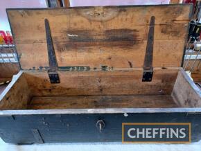 Vintage engineers' wooden toolbox, complete with tools