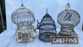 3no. ornate wire bird cages