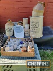 Large selection of vintage early stoneware pots, including Cheavins etc.