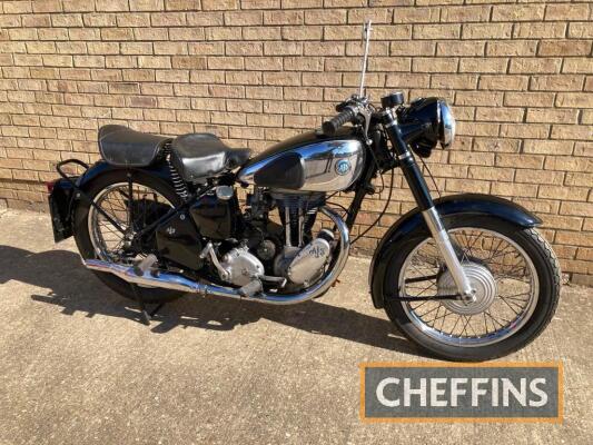 1954 350cc AJS Model 16 MOTORCYCLE Reg. No. N/A Frame No. TBA Engine No. 54/16M 21266 A nicely presented example from Denmark that is fitted with twin seats and a full width hub to the front wheel. With good chrome and paint to the tank and showing 46,000