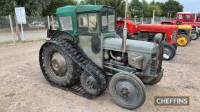 1954 FERGUSON TEF 4cylinder diesel TRACTOR Serial No. 412839 Fitted with Bombardier half-tracks, original Ferguson winch complete with plate, wire rope, Ferguson hook and correct top links, original and complete cyclops lighting set, Ferguson pivoting fro