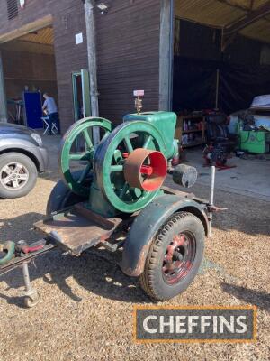 Fairbanks Morse 6hp open crank stationary engine on an early Sigmund Pumps fire engine trailer Serial No. 194896