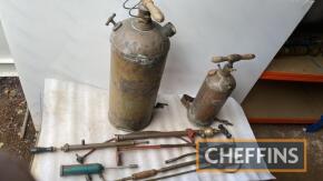 2no. brass knapsack sprayers, together with hand-held sprayers and oilers