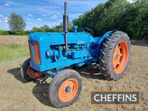 1957 FORDSON E1A Major 4cylinder diesel TRACTOR Serial No. 1413477 Fitted with 38ins rear wheels, PTO and belt pulley and optional auxiliary hydraulic valve