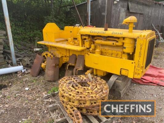 CATERPILLAR D4 4cylinder diesel CRAWLER TRACTOR Serial No. 7J8667 This tractor is believed to have been started to be rebuilt from the ground up with new track chains and bolts for track plates, both engines turn freely, complete with a mag. Track frames