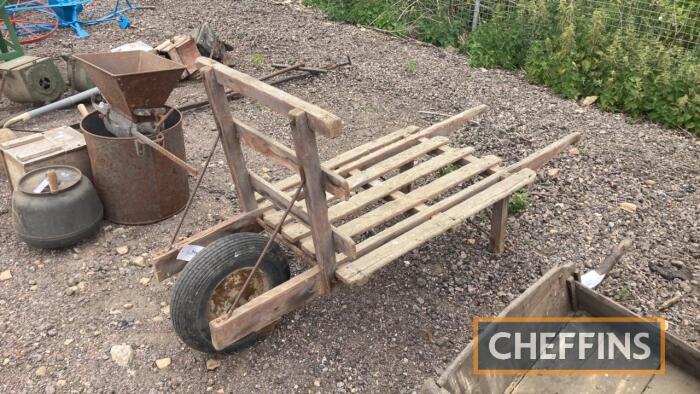 Flower box wooden barrow