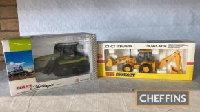 Mabstab 1:32 scale Claas Challenger crawler, together with Joal Compact 1:35 scale JCB 4CX SiteMaster