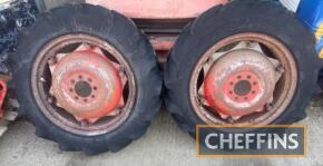 Set of vineyard Massey Ferguson front 500-15 and rear 9.5-9-24 wheels and tyres