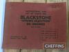 Blackstone `Spring Injection` oil engines instructions and parts lists etc. - 2