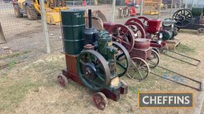 Petter Universal M type 5bhp vertical tank cooled engine, trolley mounted, an older restoration