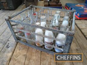 Galvanised milk crate with bottles