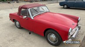 1967 1098cc Austin Healey Sprite Mk2 Reg. No. JOF 400E Chassis No. HAN863660 Engine NO. 510 77 Finished in red, this Sprite benefits from many new parts, including a boot floor, clutch, water pump, fuel tank along with reconditioned cylinder head, dynamo 