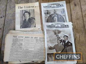 Qty newspapers and magazines from the 1950s, including the Queen's coronation
