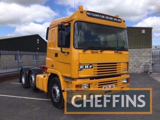 2000 ERF EC11 diesel TRACTOR UNIT Reg. No. W475 JOG Serial No. 95353 Fitted with pusher mid-axle. An ex-JCB lorry