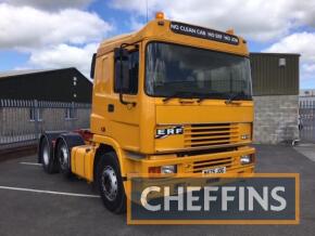 2000 ERF EC11 diesel TRACTOR UNIT Reg. No. W475 JOG Serial No. 95353 Fitted with pusher mid-axle. An ex-JCB lorry