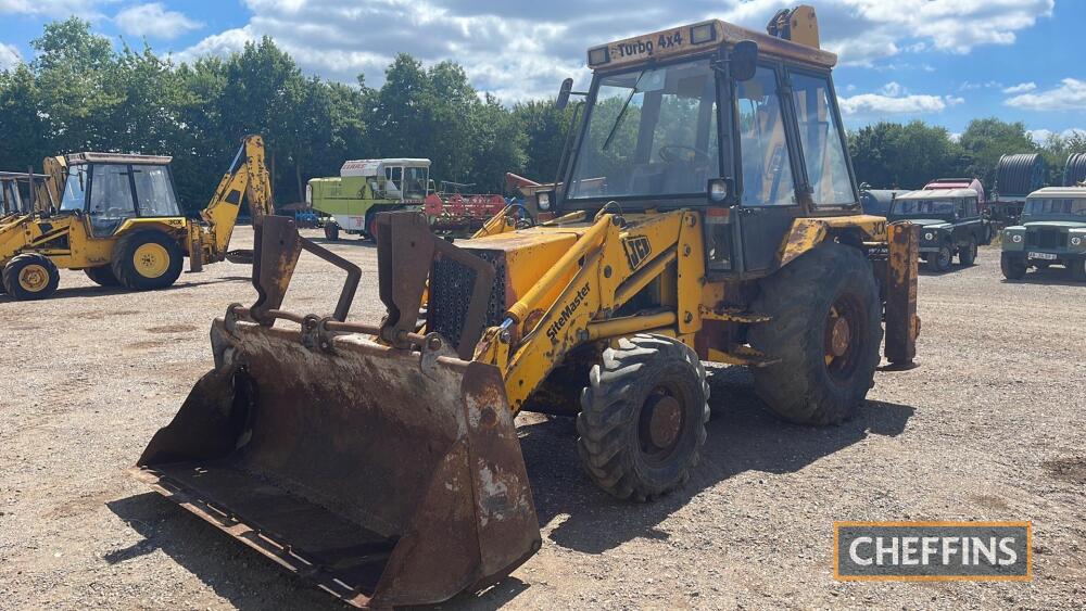 JCB 3CX Turbo Backhoe Loader c/w 4 in 1 bucket drive fault Reg. No. H996  ODO Ser. No. 3CX-4/3657441P Construction Plant & Equipment to be held at  The Machinery Saleground, Sutton, Ely