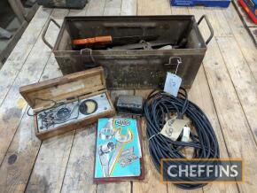 Metal ammo box, dated 1944, complete with assorted tools etc.