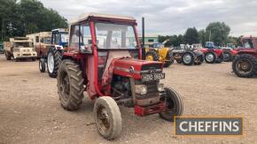1975 MASSEY FERGUSON 135 Multi-Power 3cylinder diesel TRACTOR Reg. No. HDO 916N Serial No. FG451681 Reported to be a genuine original tractor showing 5,821 hours. Fitted with straight front axle, Flexi-cab and working Multi-Power. Ex-Lincolnshire small ho