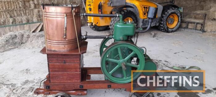 Lister 2l stationary engine, mounted on hard wood trolley