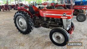 1975 MASSEY FERGUSON 148 3cylinder diesel TRACTOR Serial No. E205089 An uncommon narrow example, that is reported to have had its gearbox rebuilt by an MF technician, using genuine parts and showing 3,948 hours. The tractor comes with a letter of authenti