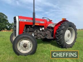 1986 MASSEY FERGUSON 240 3cylinder diesel TRACTOR Serial No. 2773U42156 A Coventry built tractor, fitted with 8-speed gearbox and PAS. Reported by the vendor to have only been used on light haymaking duties with very little wear and tear