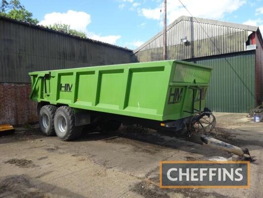 2013 HM 14tonne tandem axle steel monocoque tipping trailer, fitted with sprung drawbar and axles and hydraulic tailgate on 560/60R22.5 wheels and tyres Serial No. 405