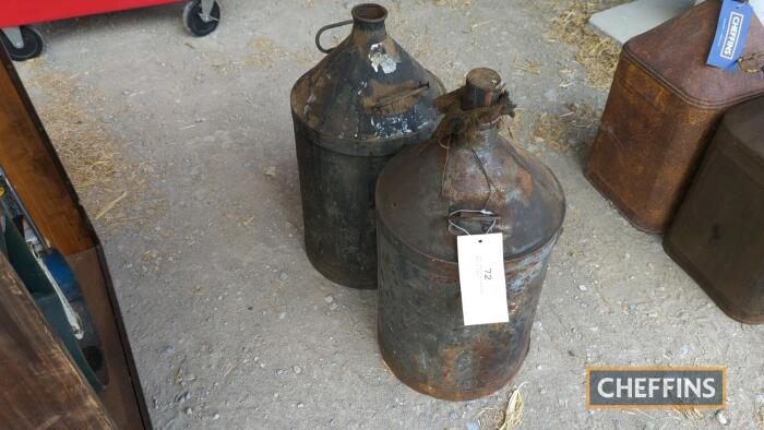 2no. early cylindrical petrol cans