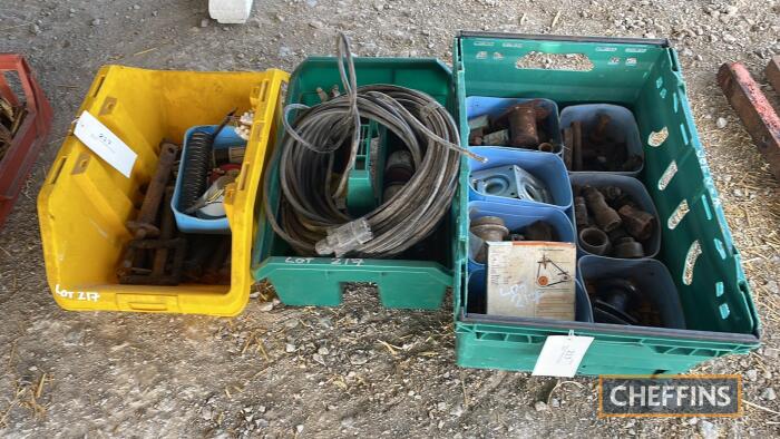 Box of various tractor parts