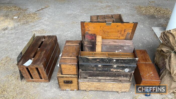 Various old wooden boxes