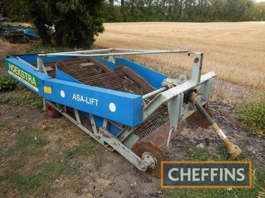 ASA-LIFT mounted 54ins onion lifter, fitted with full-width share with stone flaps, Continental webs with sprocket drive, sprocket agitation and rear chute