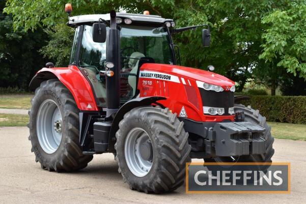 2017 MASSEY FERGUSON 7718 Dyna-6 50kph 4wd TRACTOR Fitted with air brakes, cab and front suspension, front weights, 2no. electric and 2no. manual spools on Michelin 650/65R38 rear and Michelin 540/65R28 front wheels and tyres Reg. No. AU17 CYF Serial No