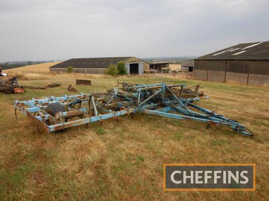 David Moreton Engineering Ltd trailed hydraulic folding pigtail cultivator with rear drawbar, 8m Serial No. 3025