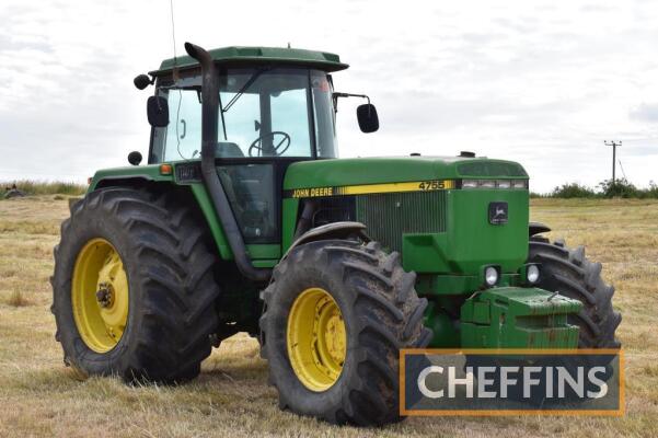 1992 JOHN DEERE 4755 4wd TRACTOR Fitted with 14no. 50kg front weights on Goodyear 710/70R38 rear and BKT 600/65R28 front wheels and tyres Reg. No. K439 VJO Serial No. RW4755P010312 Hours: 5,107