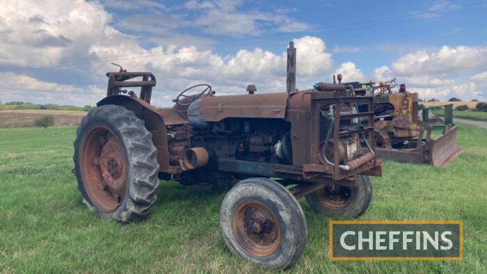 FORDSON E1A Major 2wd TRACTOR Fitted with side and rear belt pulley, Cameron Gardner rear loader and Sellarc front compressor