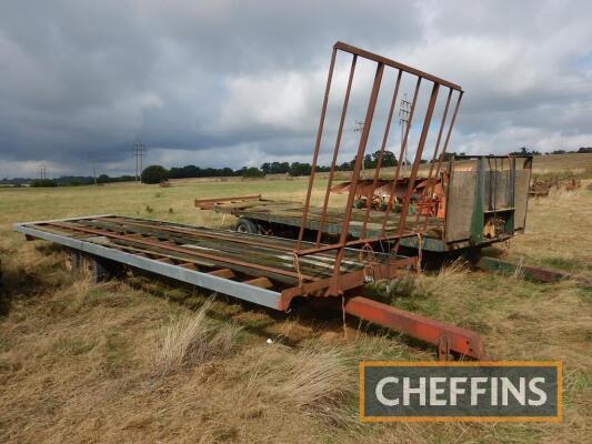 Tandem axle flatbed trailer on 11.5/80-15.3 wheels and tyres (no floor), c.28ft