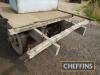 Single axle flatbed trailer with riveted water trough and 2no. barrels