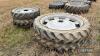 Set 4no. pr. Taurus 11.2R48 rear and pr. Taurus 11.2R32 front row crop wheels and tyres. To fit Massey Ferguson 6150