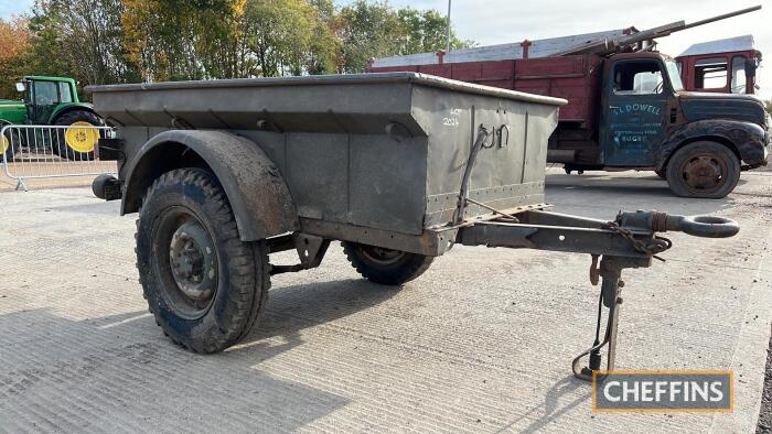 Bantam military trailer Circa 1940s/50s with NATO style hitch. The vendor reports the trailer has been barn stored and is from the same home as the previous lot Estimate £1,000 - £1,500 (10% + VAT (minimum £2.50 + VAT per lot)