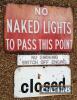 3no. various garage forecourt signs to inc' Large No Naked Lighs enamel sign