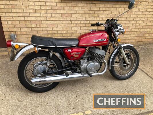 1976 493cc Suzuki GT500 MOTORCYCLE Reg. No. MNN 989P Frame No. 90178 Engine No. 90328 This wonderfully original and genuine example of the two-stroke twin has been in the current family ownership since 1979. In that year and the following it made the pilg