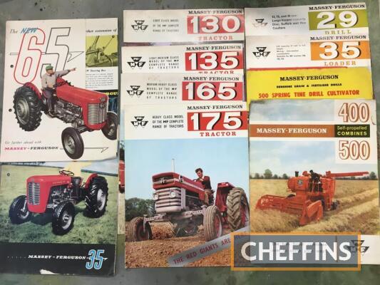 Massey Ferguson sales leaflets for 35, 65 and 100 Series combines and implements