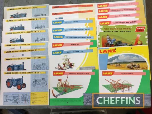 Lanz full-range of sales leaflets for Bulldog D 1106, D1616, D2016, D2402, D2416, D4016, D5006, D5016, D6016, A1806 tractors, combines and implements, all in a Lanz folder