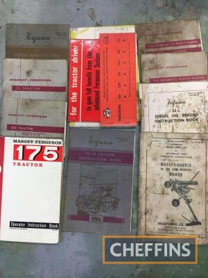 Ferguson and Massey Ferguson tractor instruction books for FE35, MF 35, 35X, 175 and instruction books for various Massey Ferguson implements