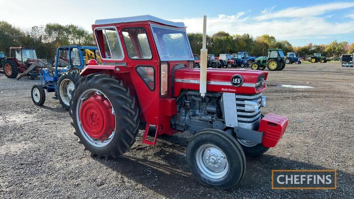 1973 MASSEY FERGUSON 165 Multi-Power 4cylinder diesel TRACTOR Reg. No. KSH 527J Serial No. 37112630/13 A fully restored 165 fitted with new Goodyear diamond tyres all round, PAVT rear wheels, front weight carrier, full set of MF front weights, PAS, full P