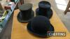 2no. top hats, together with bowler hat