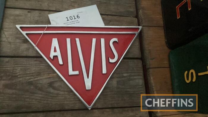 Alvis aluminium advertising sign