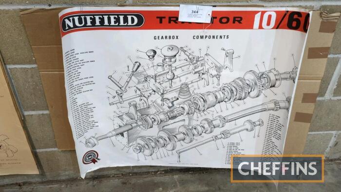 Original Nuffield 10/60 tractor gearbox pictorial wall poster