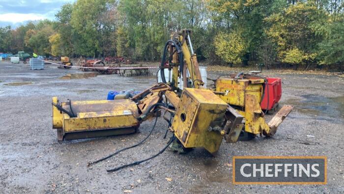 Turner/Hydra side arm flail mower, complete with tractor brackets, manual controls, together with second machine for spares